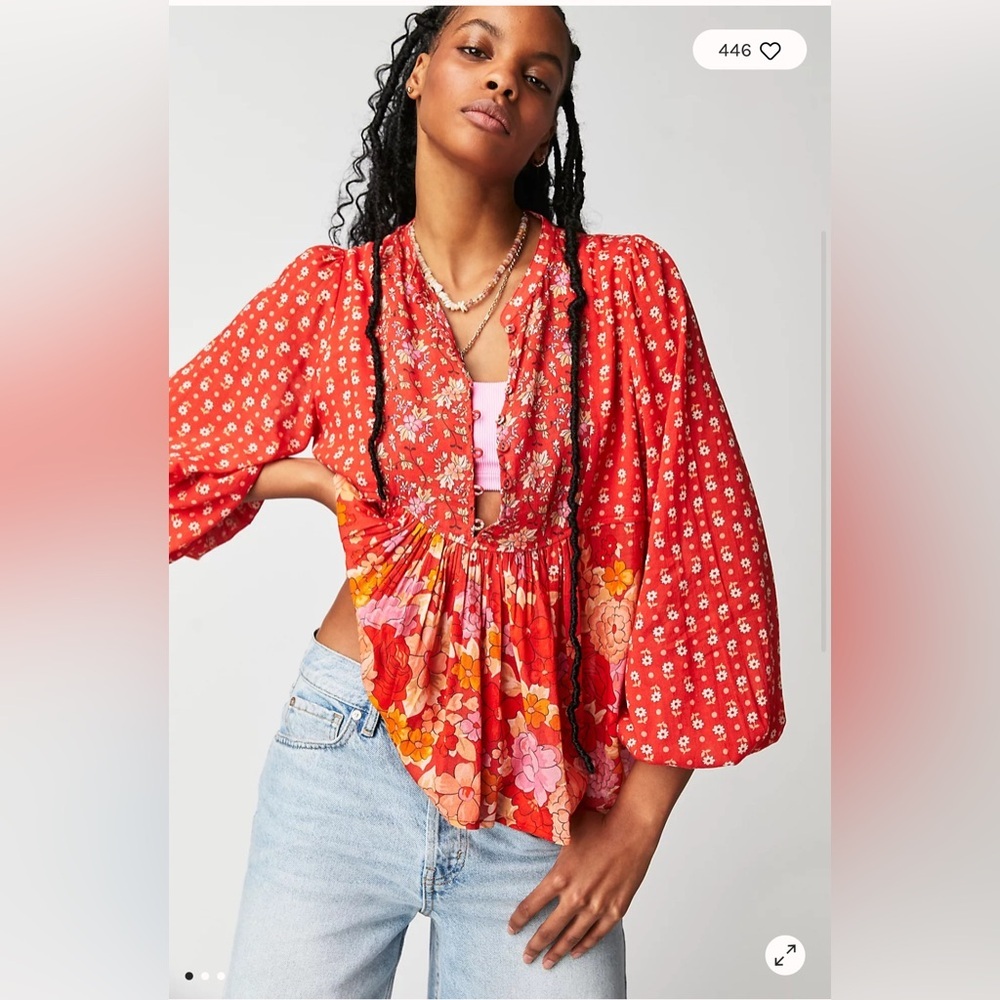 NWT SPELL Spell Yellow Rose Boho Blouse Size XS